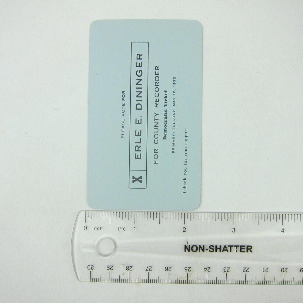 Political Campaign Election Card Darke County Ohio Erle Dininger Vintage 1932 - Picture 12 of 12